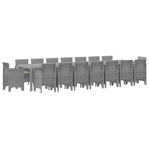 vidaXL Garten-Esszimmergarnitur mit Kissen 17 pcs Hellgrau PP