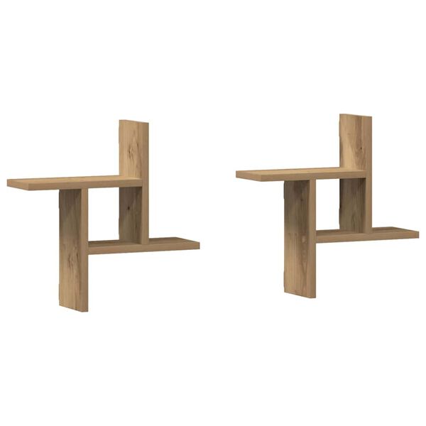 vidaXL Wandregale 2 Stk. Artisan-Eiche 38x12x38 cm Holzwerkstoff