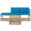 vidaXL 4-tlg. Garten-Lounge-Set mit Kissen in Hellblau