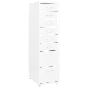 vidaXL Aktenschrank mit Rollen Wei&szlig; 28x41x109 cm Metall