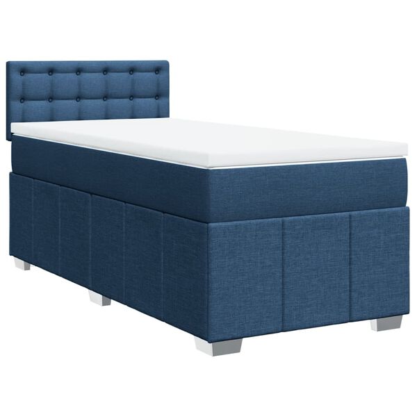 vidaXL Boxspringbett mit Matratze Blau 90x190 cm Stoff