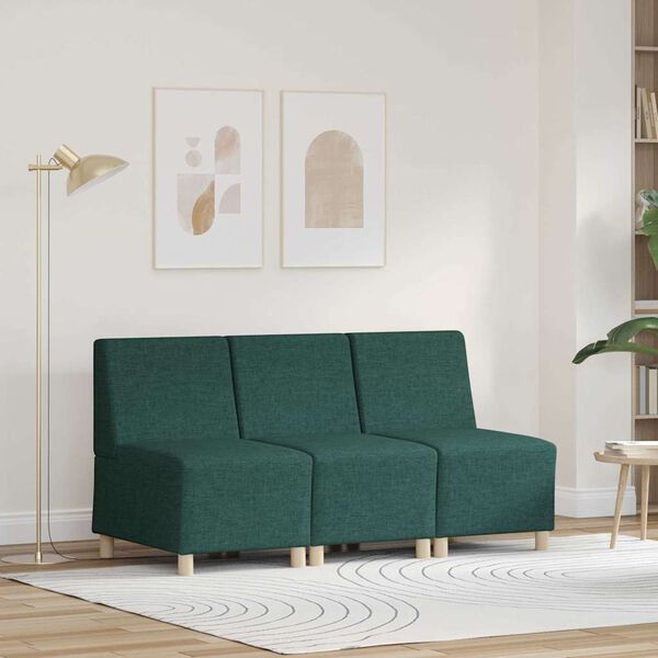 vidaXL Modulares Armfreies Sofa 3 pcs Dunkelgr&uuml;n 55 x 74 x 82 cm Stoff