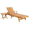 vidaXL Sonnenliege mit Tisch Braun Massivholz Teak