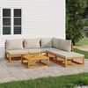 vidaXL 6-tlg. Garten-Lounge-Set mit Hellgrauen Kissen Massivholz