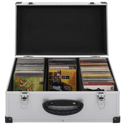 vidaXL CD-Koffer für 60 CDs Aluminium ABS Silbern