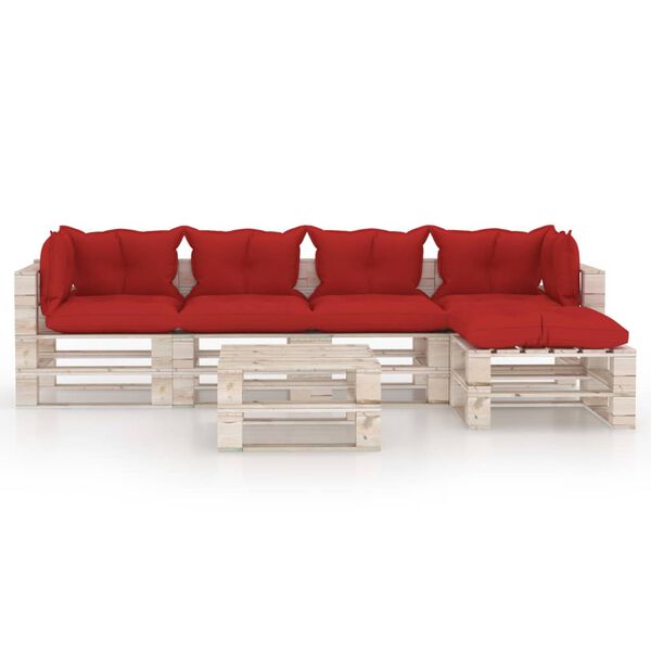 vidaXL 6-tlg. Garten-Lounge-Set aus Paletten mit Kissen Kiefernholz