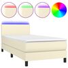 vidaXL Boxspringbett mit Matratze & LED Creme 90x190 cm Kunstleder