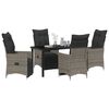 vidaXL Garten Essgruppe mit Kissen 5 pcs Grau Poly-Rattan