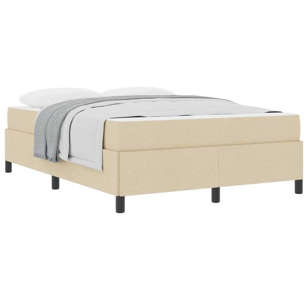 vidaXL Boxspringbett mit Matratze Creme 140 x 190 cm Stoff