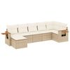 vidaXL 7-tlg. Garten-Sofagarnitur mit Kissen Beige Poly Rattan