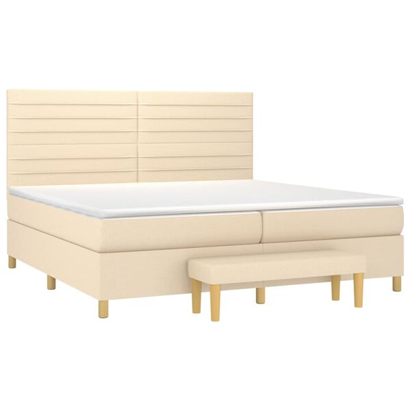 vidaXL Boxspringbett mit Matratze Creme 200x200 cm Stoff