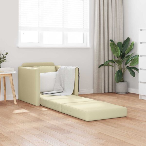 vidaXL Schlafsofa 60cm Creme Kunstleder
