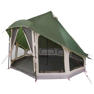 vidaXL Tipi Zelt mit Dach mit Speicher Gr&uuml;n 404 x 370 x 270 cm Taft