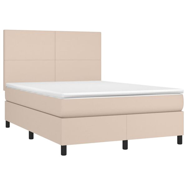 vidaXL Boxspringbett mit Matratze & LED Cappuccino-Braun 140x200cm