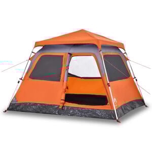 vidaXL Kuppel-Campingzelt 4 Personen Grau und Orange Quick Release