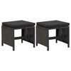 vidaXL Gartenhocker mit Kissen 2 Stk. Poly Rattan Schwarz