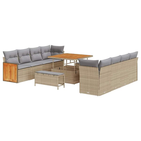 vidaXL Garten-Sofa-Set mit Kissen 11 pcs Beige und Hellgrau