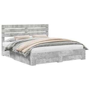 vidaXL Bettrahmen mit Schubladen Betongrau 200 x 200 cm Holzwerkstoff