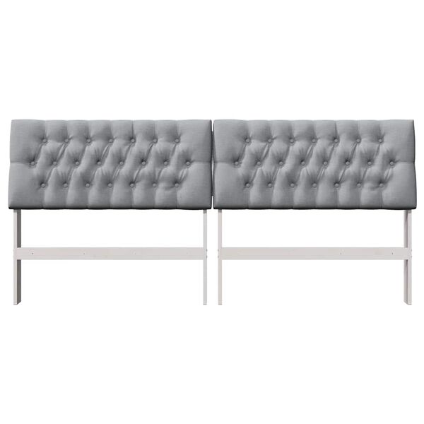 vidaXL Gepolstertes Kopfteil Hellgrau 200 cm Massives Kiefernholz