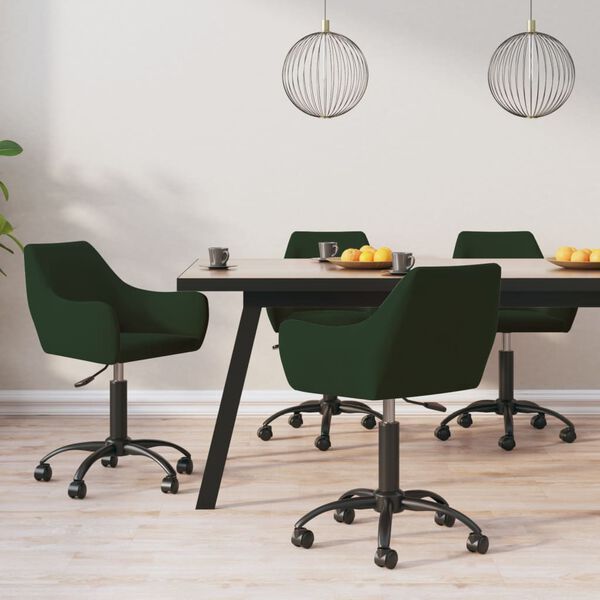 vidaXL Esszimmerst&uuml;hle 4 Stk. Drehbar Dunkelgr&uuml;n Samt