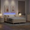 vidaXL LED Boxspringbett mit Matratze mit LED Creme 140 x 200 cm Stoff