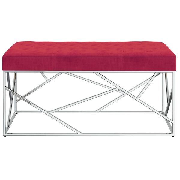vidaXL Sitzbank 97 cm Weinrot Samt und Edelstahl