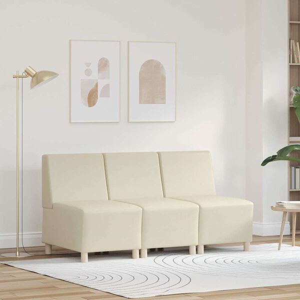 vidaXL Modulares Armfreies Sofa 3 pcs Creme 55 x 74 x 82 cm Kunstleder