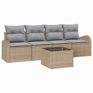 vidaXL Gartensofa-set 5 pcs 4-Seater Beige und Grau Poly-Rattan