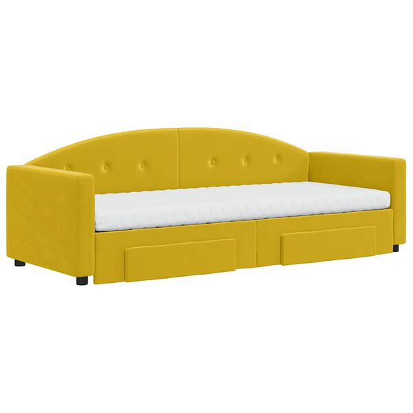 vidaXL Tagesbett Ausziehbar mit Schubladen Gelb 80x200 cm Samt
