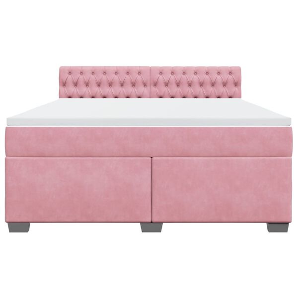 vidaXL Boxspringbett mit Matratze Rosa 180x200 cm Samt