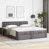 vidaXL Ottoman-Bett mit Matratzen Grau 200x200 cm Kunstleder