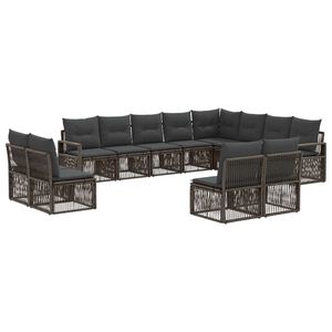 vidaXL Gartensofa-set 12 stk. Grau Poly-Rattan