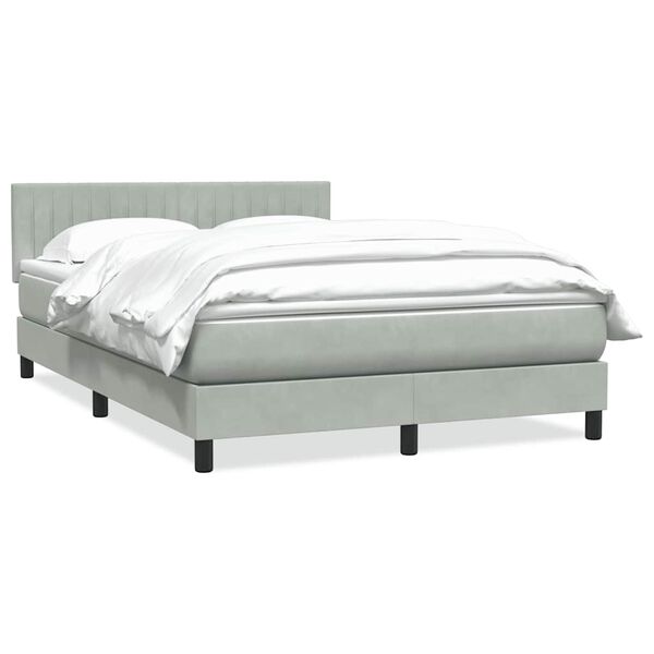 vidaXL Boxspringbett mit Matratze Hellgrau 140x220 cm Samt