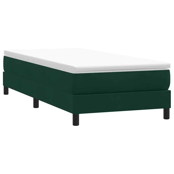 vidaXL Boxspringbett ohne Matratze Dunkelgr&uuml;n 90x210 cm Samt