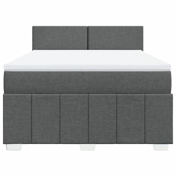 vidaXL Boxspringbett mit Matratze Dunkelgrau 140x200 cm Stoff