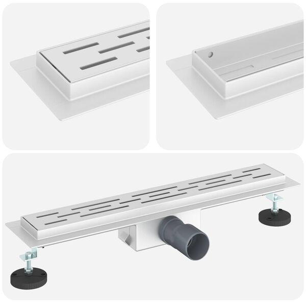 vidaXL Duschabfluss mit Liniendesign Silber 60 cm Edelstahl 304