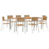 vidaXL Outdoortisch-Set 9 pcs Braun Massivholz Teak