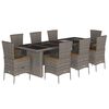 vidaXL 9-tlg. Garten-Essgruppe mit Kissen Grau Poly Rattan