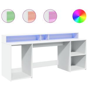 vidaXL LED-Schreibtisch Wei&szlig; 200x55x91 cm Holzwerkstoff
