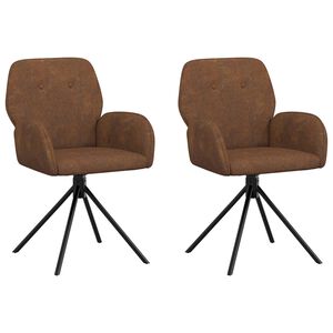 vidaXL Drehstuhl Esszimmer 2 stk. Kunstwildleder Braun 54 x 55 x 86 cm
