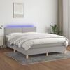 vidaXL Boxspringbett mit Matratze & LED Hellgrau 140x200 cm Stoff
