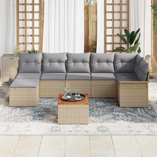 vidaXL Gartensofa-set 8 pcs Beige und Hellgrau Poly-Rattan