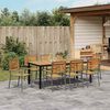 vidaXL Garten Essgruppe 9 pcs Grau und Natur Teak Poly-Rattan