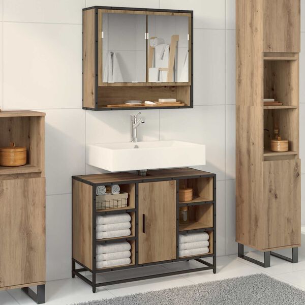 vidaXL Badezimmerschrank Artisan-Eiche 80 x 33 x 60 cm Holzwerkstoff