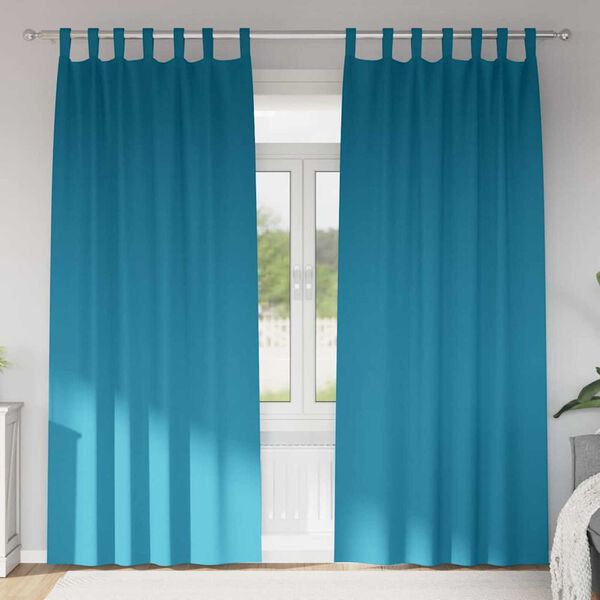 vidaXL Verdunkelungs-Vorh&auml;nge mit Ringen 2 pcs T&uuml;rkis 225 x 140 cm