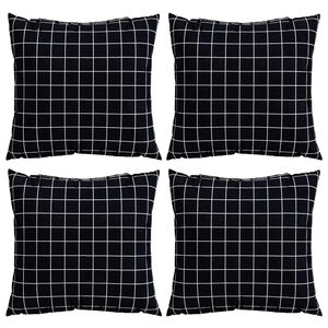vidaXL Streupillows 4 pcs Schwarz kariert 50 x 50 cm Polyesterstoff