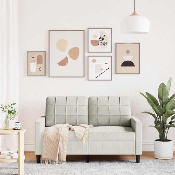 vidaXL 2-Sitzer-Sofa Creme 120 cm Samt