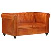 vidaXL Chesterfield-Sofa 2-Sitzer Hellbraun Echtleder