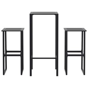 vidaXL 3-tlg. Gartenbar-Set Schwarz Pulverbeschichteter Stahl