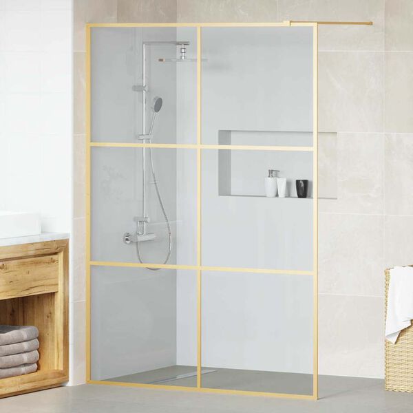 vidaXL Walk-in Duschwand Gold 140 x 195 cm Geh&auml;rtetes Glas